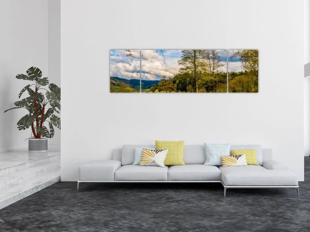 Obraz łodzi nad jeziorem (170x50 cm)