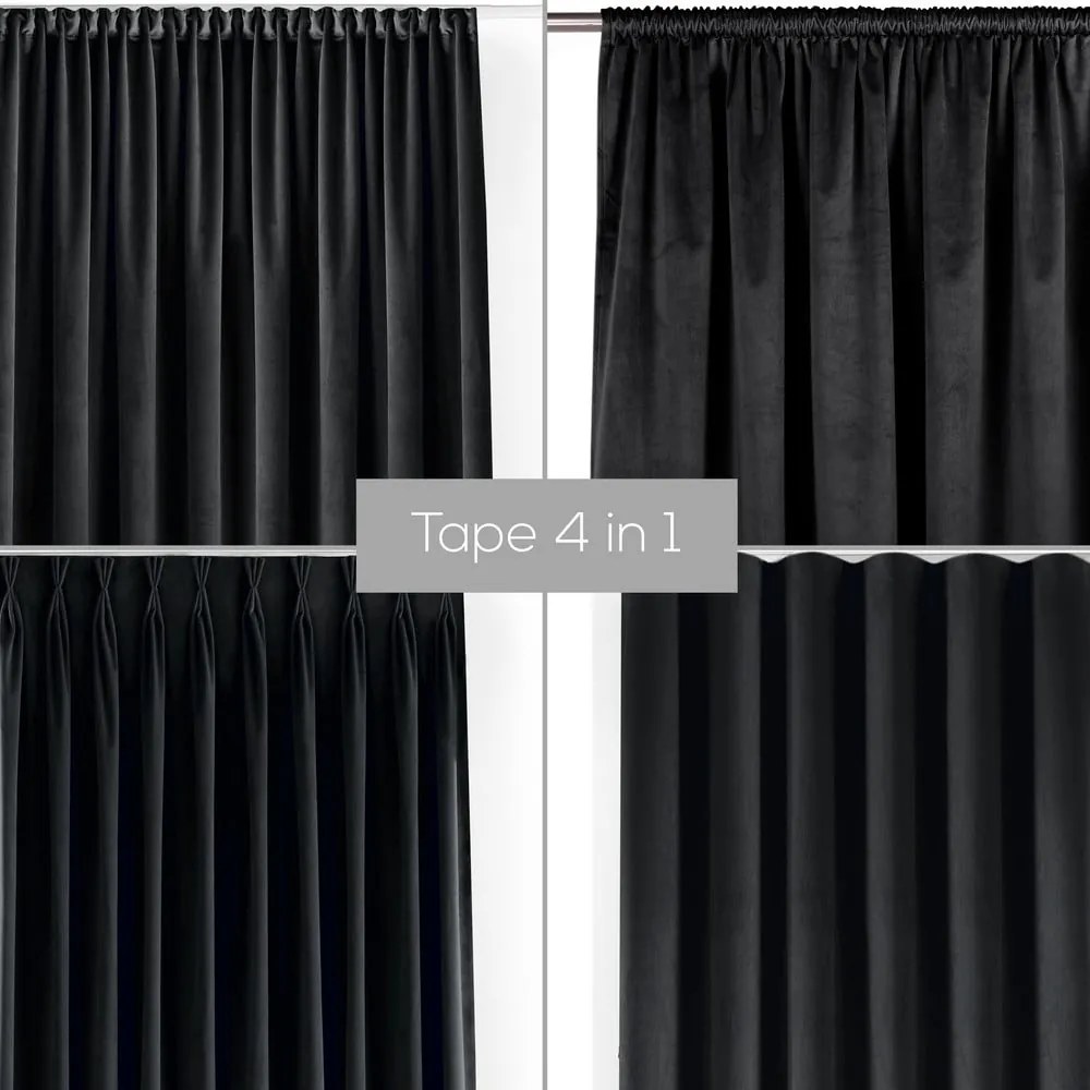 Czarna aksamitna zasłona częściowo zaciemniająca (dimout) 400x175 cm Velto – Filumi