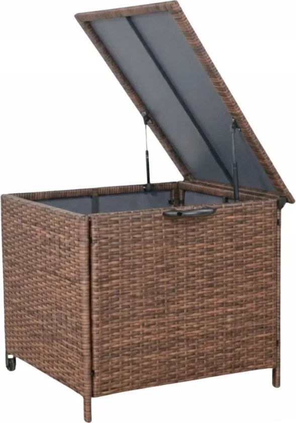 Skrzynia ogrodowa na poduszki z technorattanu XL-SD-S, 75x70x65 cm, jasny brąz