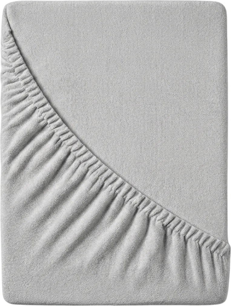 PrzytulneMieszkanie.pl Prześcieradło frotte EXCLUSIVE jasno szare 200x220 cm