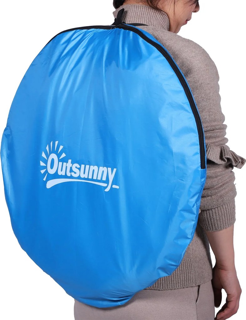 Outsunny Namiot kempingowy 2w1 Prysznic i Toaleta Pop-Up Wewnętrzna kieszeń Niebieski Poliester | Aosom PL