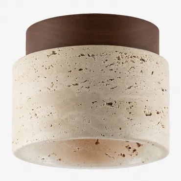 Plafon Sufitowy Ø10 Cm Z Trawertynu I Drewna Davise Travertine - Sklum
