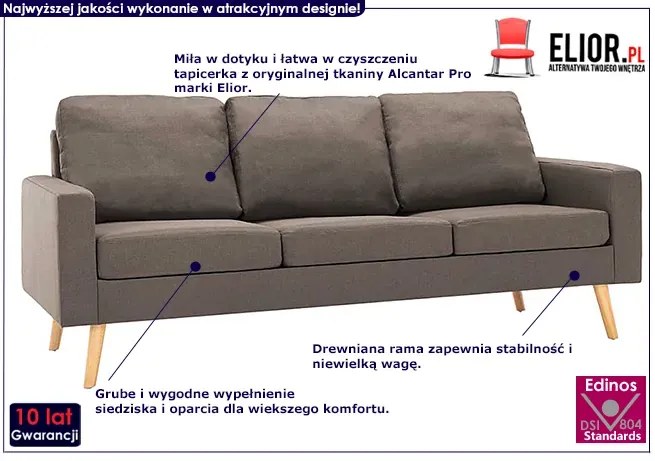 3-osobowa sofa taupe - Eroa 3Q