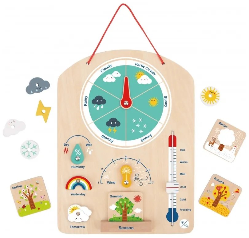 Tooky toy edukacyjne pudełko montessori układanka liczydło tablica pogody 6w1 od 3 lat