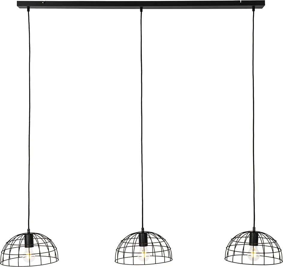 Industrialna lampa wisząca czarna 3-światłowa - Hanze