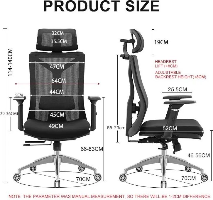 Fotel biurowy Akro siatkowy z zagłówkiem i regulacją lędźwi, zgodny z normą BHP