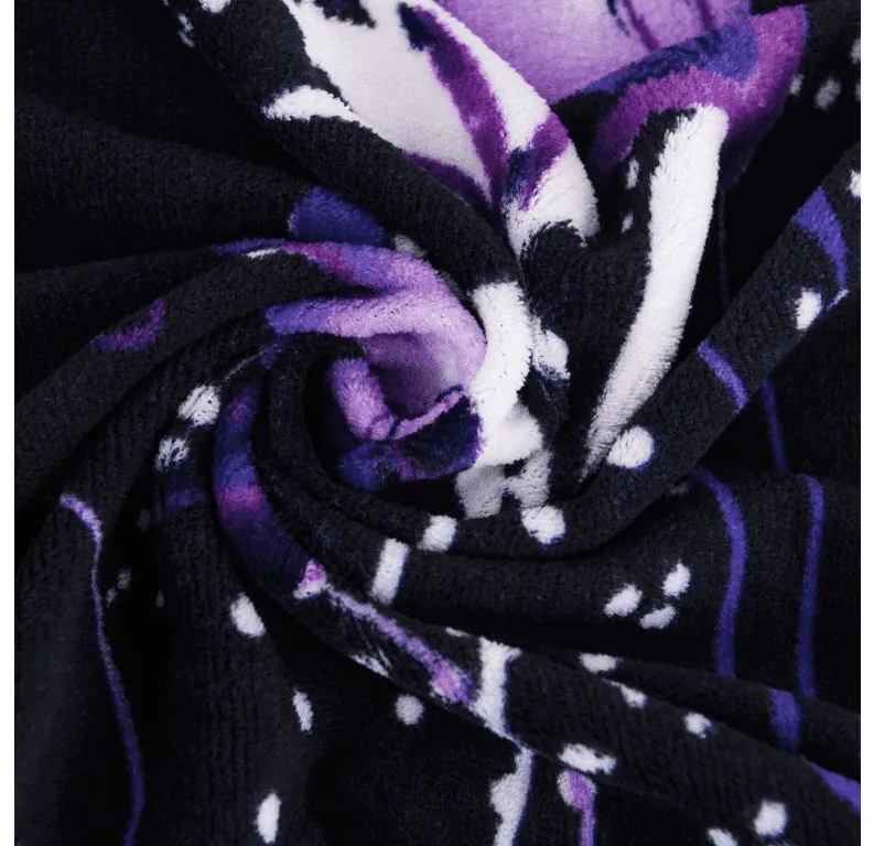 PrzytulneMieszkanie.pl Prześcieradło z mikropluszu VIOLET BUTTERFLY 160x200 cm ciemnoniebieskie