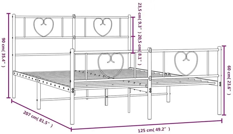 Czarne metalowe łóżko rustykalne 120x200cm - Veligo