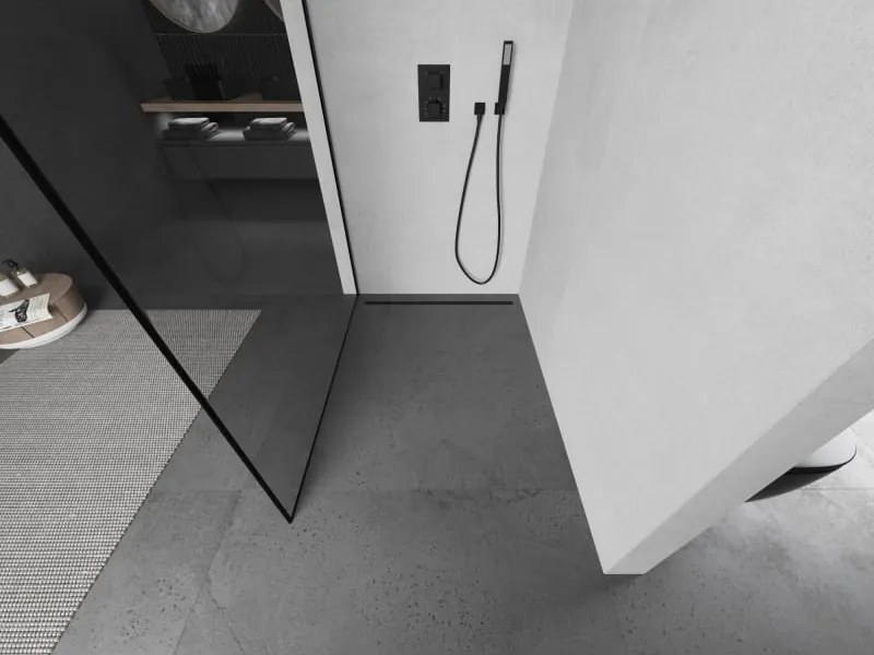 Mexen Kioto ścianka prysznicowa Walk-in 100 x 200 cm, czarna ramka 8 mm, czarna - 800-100-101-70-70