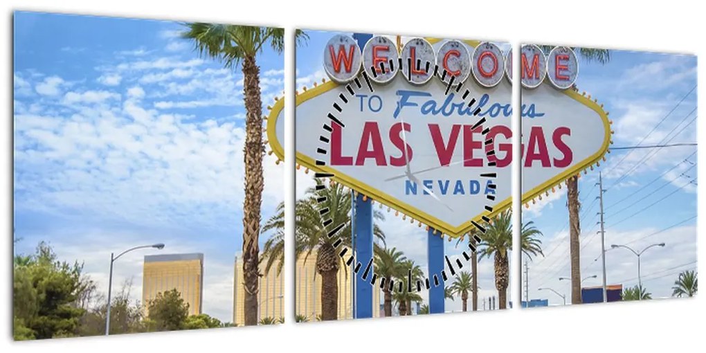 Obraz - Las Vegas (z zegarem) (90x30 cm)