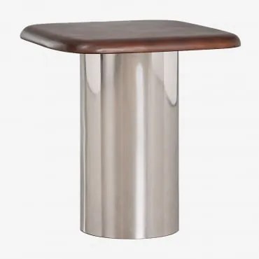 Kwadratowy Stolik Pomocniczy 40x40 Cm Merieines Ciemny Drewniany Uchwyt & ↑50 Cm - Sklum