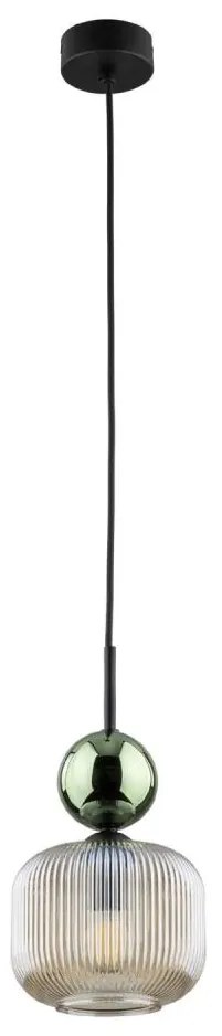 Lampa wisząca SOPHIA na lince 1xE14/10W/230V czarna/zielona/dymowo-beżowa