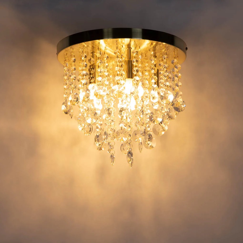 Klasyczna lampa sufitowa złota ze szkłem - Medusa