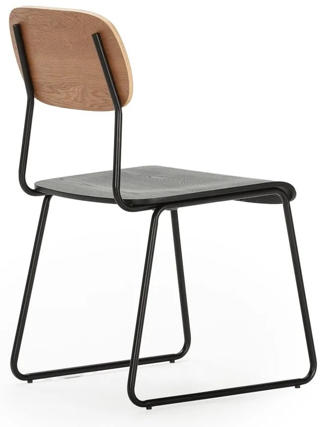 Czarno-naturalne krzesła w dekorze jesionu zestaw 2 szt. Aira – Marckeric