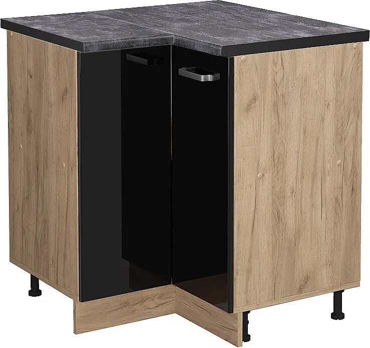 Szafka narożna czarny wysoki połysk 75.6x60x81.6 r-line