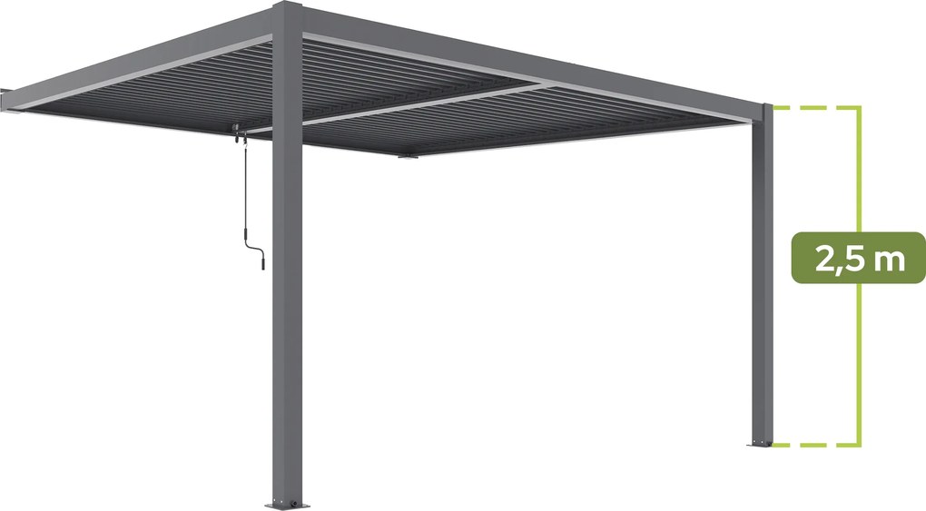 PERGOLA LUXE PRZYŚCIENNA 3x3x2,5 M ANTRACYT Z LED