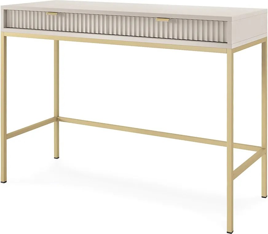 Toaletka: 2 szuflady, Kaszmir, stelaż złoty, 104 x 78 x 50 cm, uchwyty złote