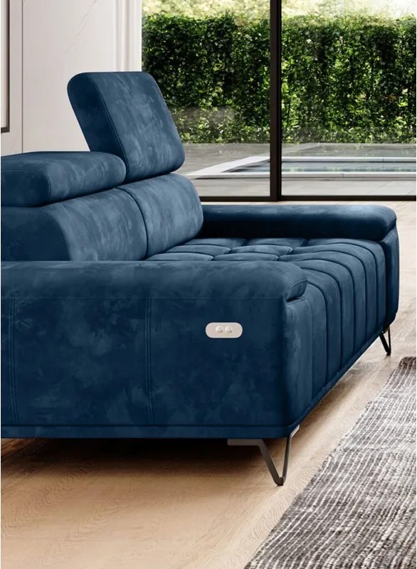 Sofa kanapa PALLADIO z elektrycznym systemem rozkładania siedziska regulowane zagłówki WERSAL
