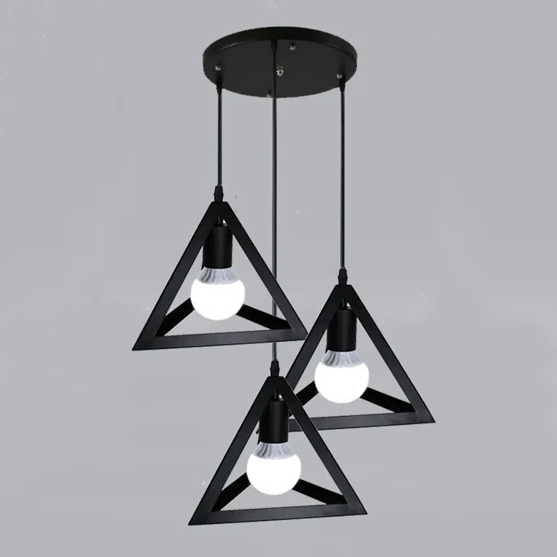 Lampa sufitowa metalowa loft trójkątna wisząca AT13-3SZ-Czarna