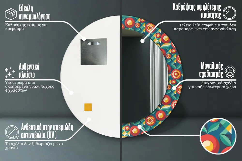 Geometryczne owoce i liście Lustro dekoracyjne okrągłe