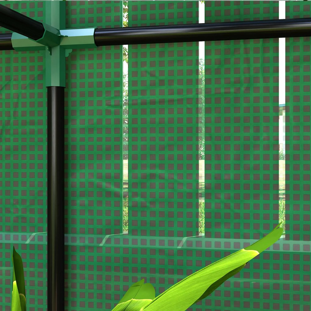 Outsunny Szklarnia z 3-poziomową półką, osłona z tworzywa sztucznego odpornego na UV, rolowane drzwi, 100 x 40 x 150 cm, zielona