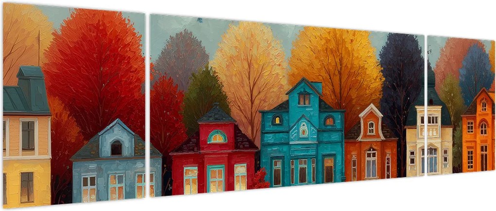 Obraz - Malowane jesienne miasto (170x50 cm)