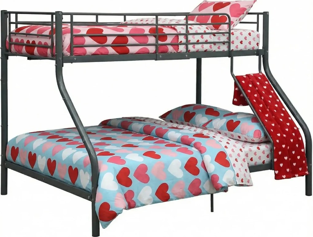 Czarne łóżko piętrowe z metalu 140x200 cm/90x200 cm F5-R81