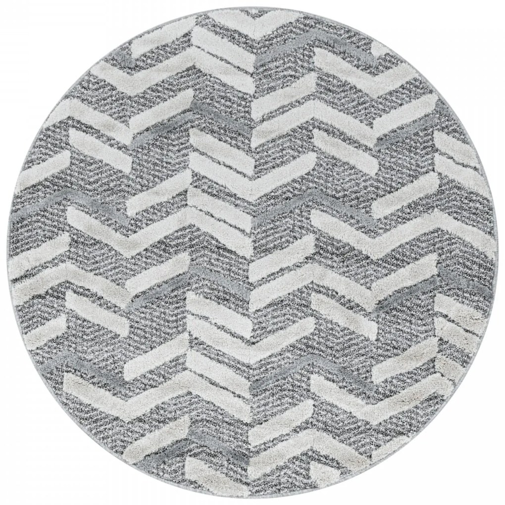 Dywan nowoczesny 3D La Casa fale szary koło 120 cm x 120 cm