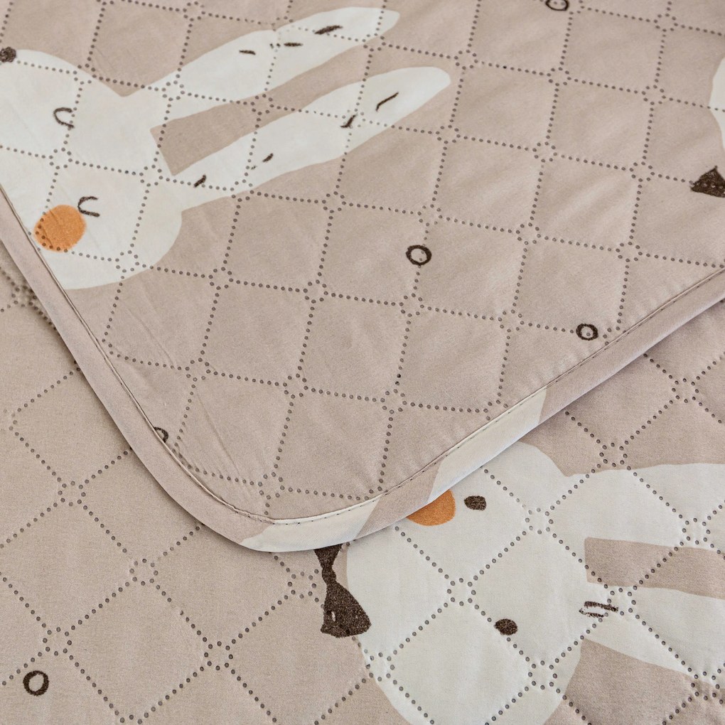 Narzuta na łóżko ze wzorem WHITE RABBIT, beżowy Rozmiar: 170 x 210 cm