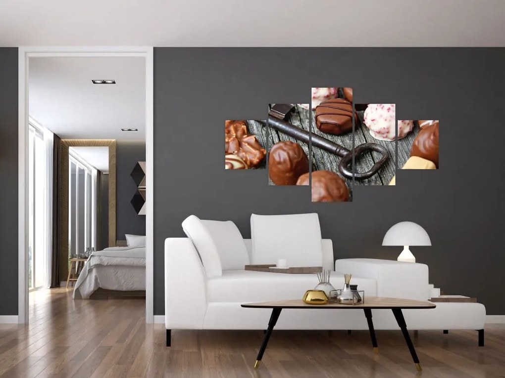 Obraz czekolady i kluczy (125x70 cm)