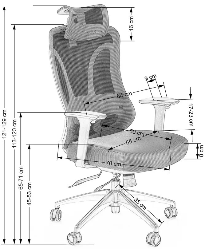 Obrotowy ergonomiczny czarny fotel z regulowanym zagłówkiem - Herva