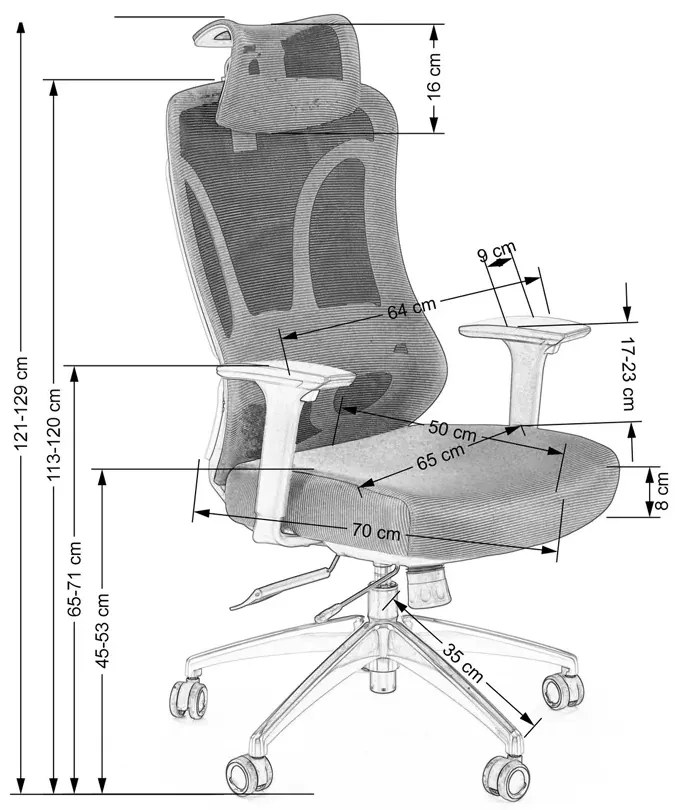 Obrotowy ergonomiczny czarny fotel z regulowanym zagłówkiem - Impero