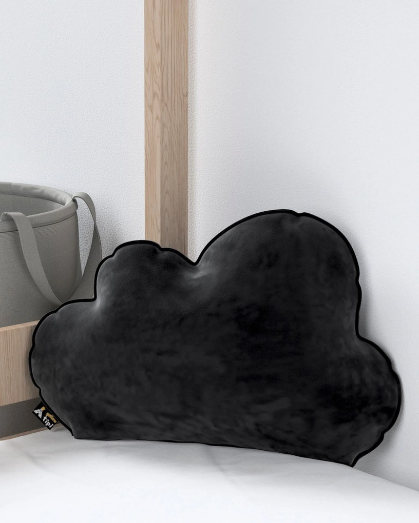 Poduszka Soft Cloud kolor czarny tkanina połyskliwa, welwetowa