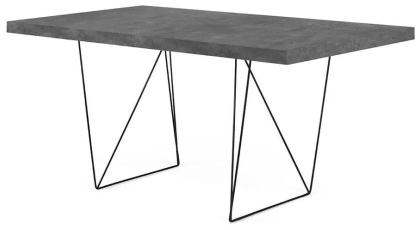 Biurko w kolorze betonu z czarnymi nogami TemaHome Multi, 160 x 90 cm