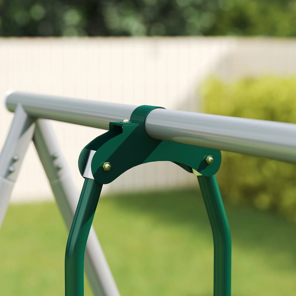 AIYAPLAY 5-w-1 zestaw huśtawek z regulowaną zjeżdżalnią i huśtawką w kształcie gniazda, 382x196x203 cm, wielokolorowy | Aosom PL