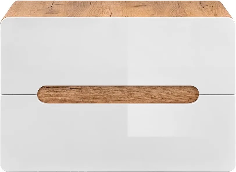 Szafka łazienkowa pod umywalkę nablatową 80 cm, Aruba 829 FSC, dąb craft złoty/biały połysk