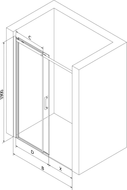 Mexen Omega drzwi prysznicowe rozsuwane 140 cm, transparent, czarne 825-140-000-70-00
