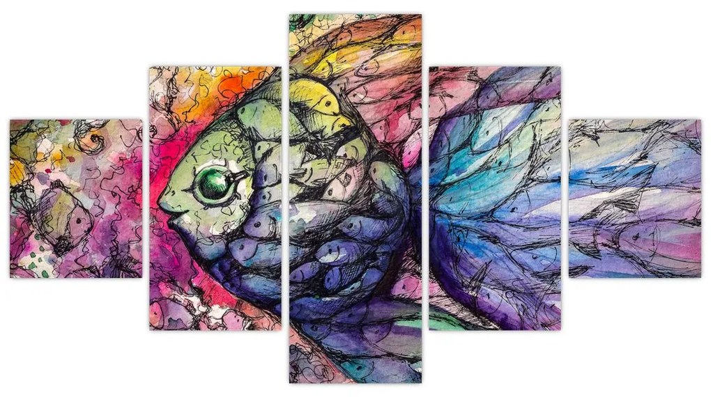 Obraz - Kolorowa rybka (125x70 cm)