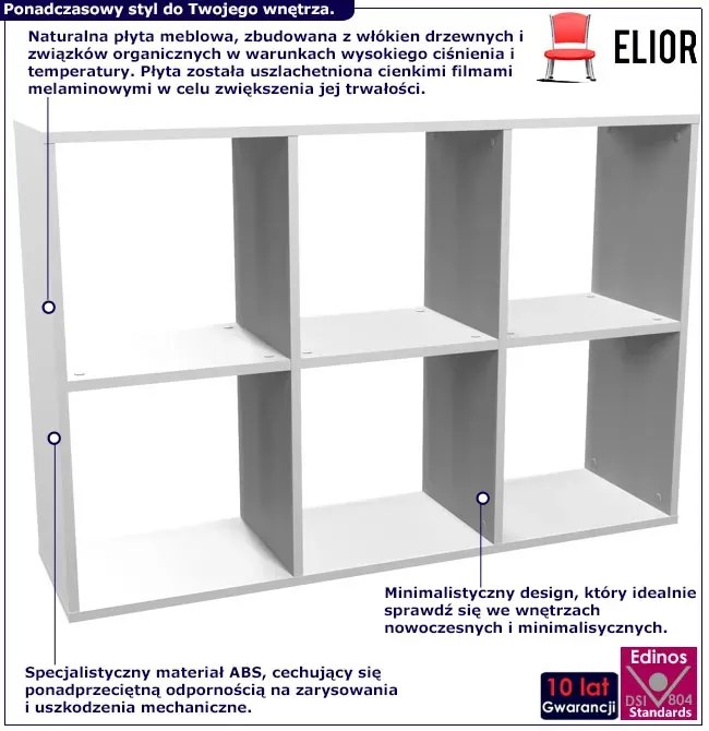 Biały niski regał na książki E1-H58