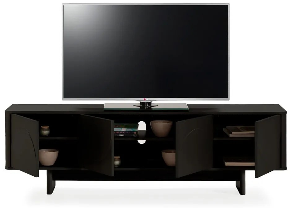 Czarna szafka pod TV 180x55x40 cm Solei – MOME