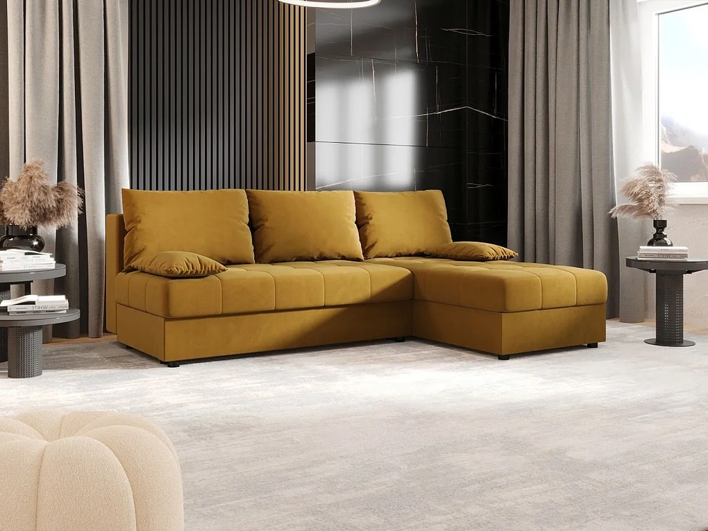 BEDANTE narożnik MOS L Itaka 33 prawa pomarańczowy z funkcją spania sofa w kształcie litery L z pojemnikiem na pościel