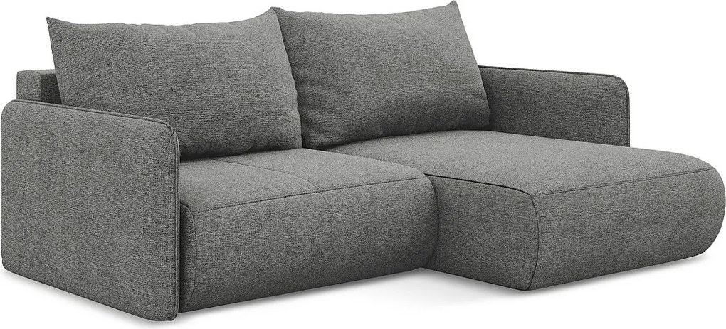 Narożnik prawostronny z funkcją spania - z tkaniny szenilowej - słoniowy - NANEA