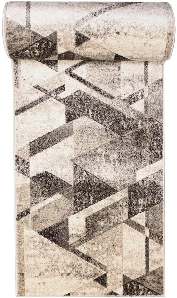Beżowo-brązowy chodnik nowoczesny w geometryczny wzór M8-W97