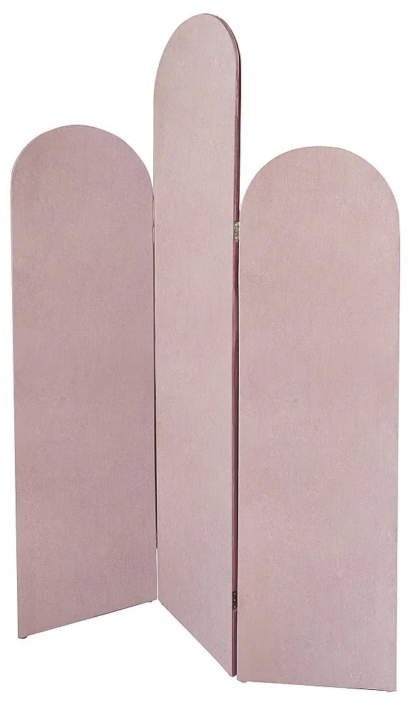 Asymetryczny parawan 3-częściowy welurowy  szer.120 x wys.180 cm - Różowy - CARMIDA