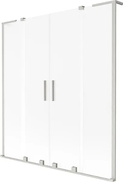 Mexen Velar L Duo parawan nawannowy 2-skrzydłowy rozsuwany 150 x 150 cm, szron, nikiel szczotkowany - 896-150-003-32-97