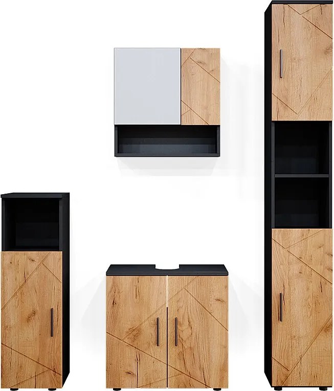 Zestaw mebli łazienkowych złoty dąb power/antracyt 80x41x58.6 irma