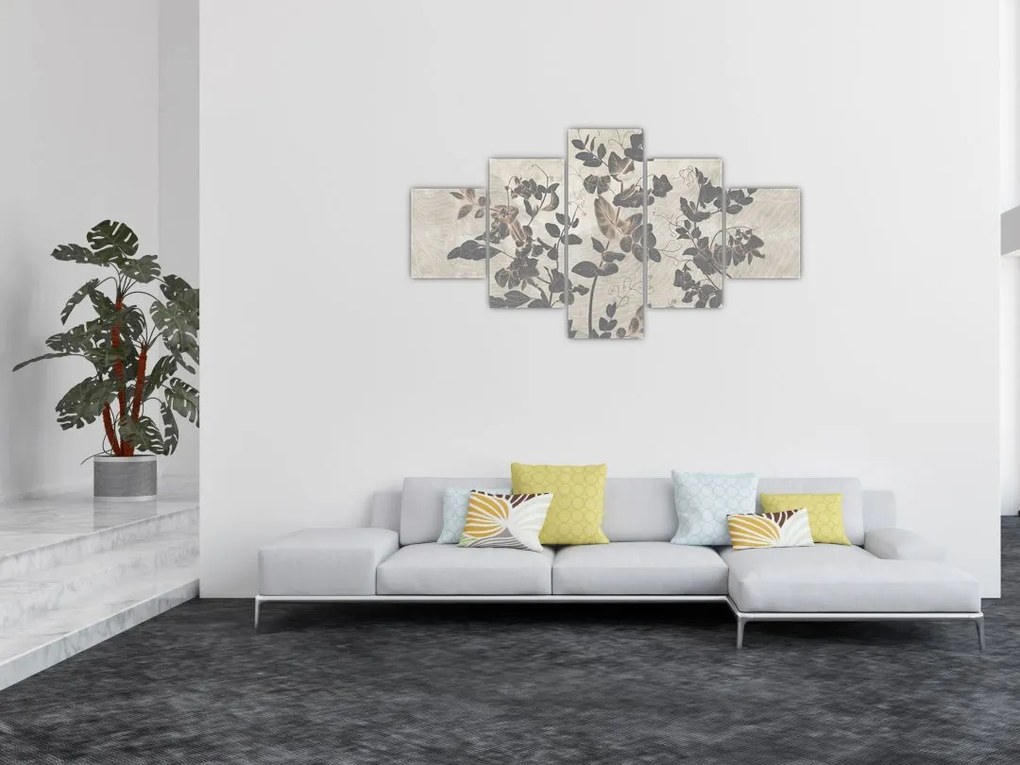 Obraz - Teksturowane liście (125x70 cm)