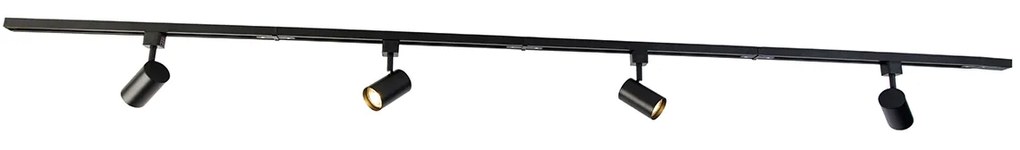 Nowoczesny system oświetlenia szynowego z 4 reflektorami czarny 1-fazowy - Iconic Yade