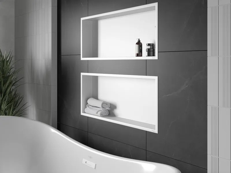 Mexen X-Wall-R półka wnękowa z kołnierzem 75 x 30 cm, biała - 1920753010