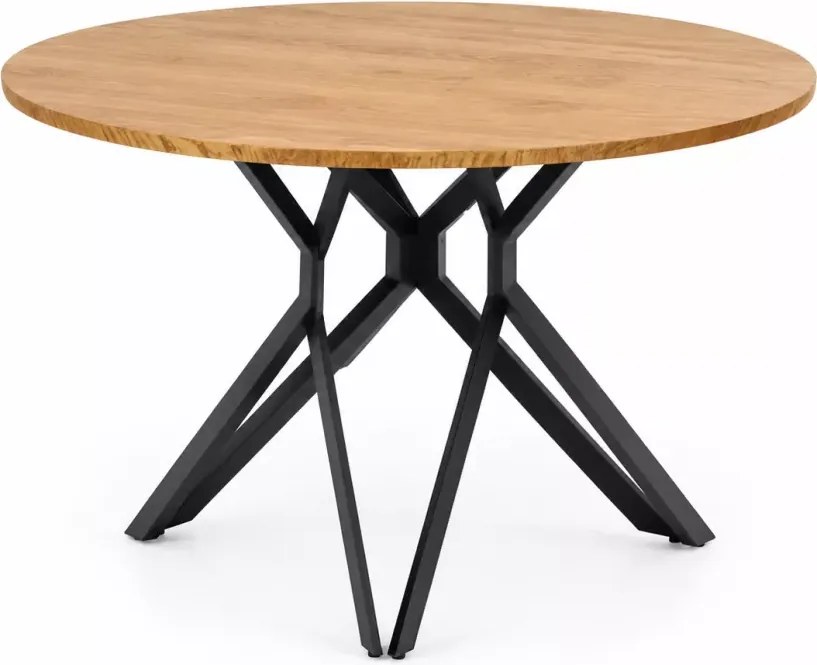 Okrągły stół Rufin 120 cm – elegancki i nowoczesny stół do jadalni z designerską stalową podstawą i blatem MDF